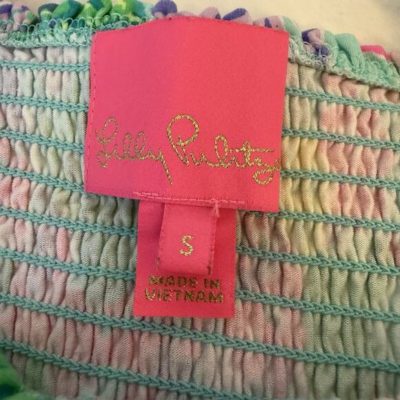 Lilly Pulitzer Womens Rivera Romper Sz S Smocked Tie Dress Skorts Beach Tropical - Picture 2 of 9
